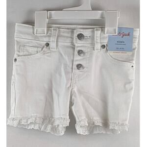 Cat & Jack Lace Hem Jean Shorts‎ White Wash XS 4/5 Denim Button Up Fly Stretchy